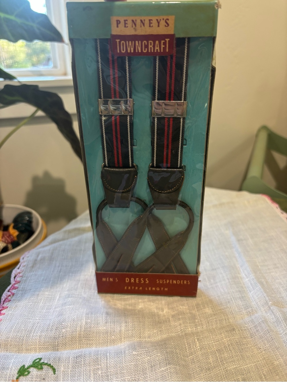 Vintage Towncraft by Penney's Men's Dress Suspenders - Navy with Red Stripe
